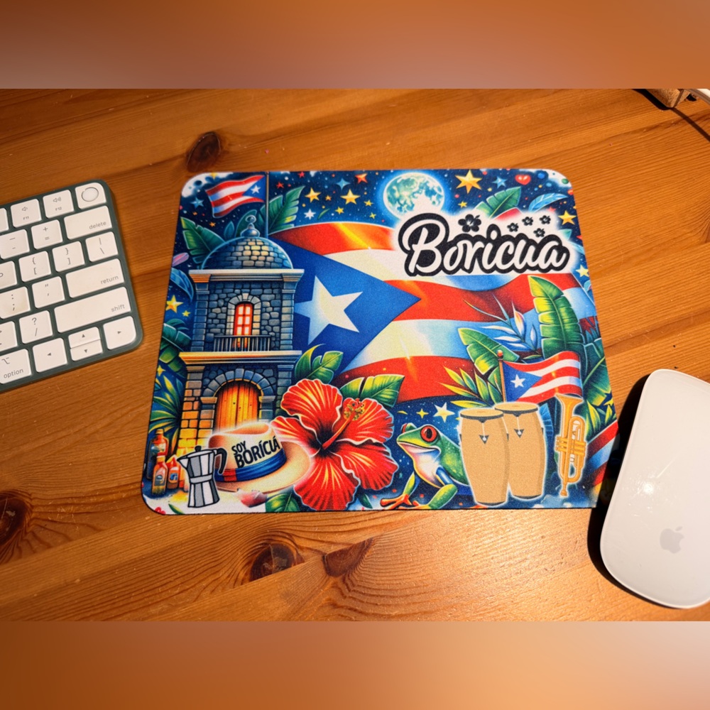 Boricua Themed Mouse Pad - featuring Puerto Rico. 🇵🇷